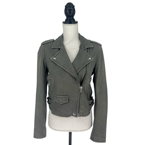 Iro Ashville Lamb Leather Moto Jacket in Gray - Picture 2 of 15